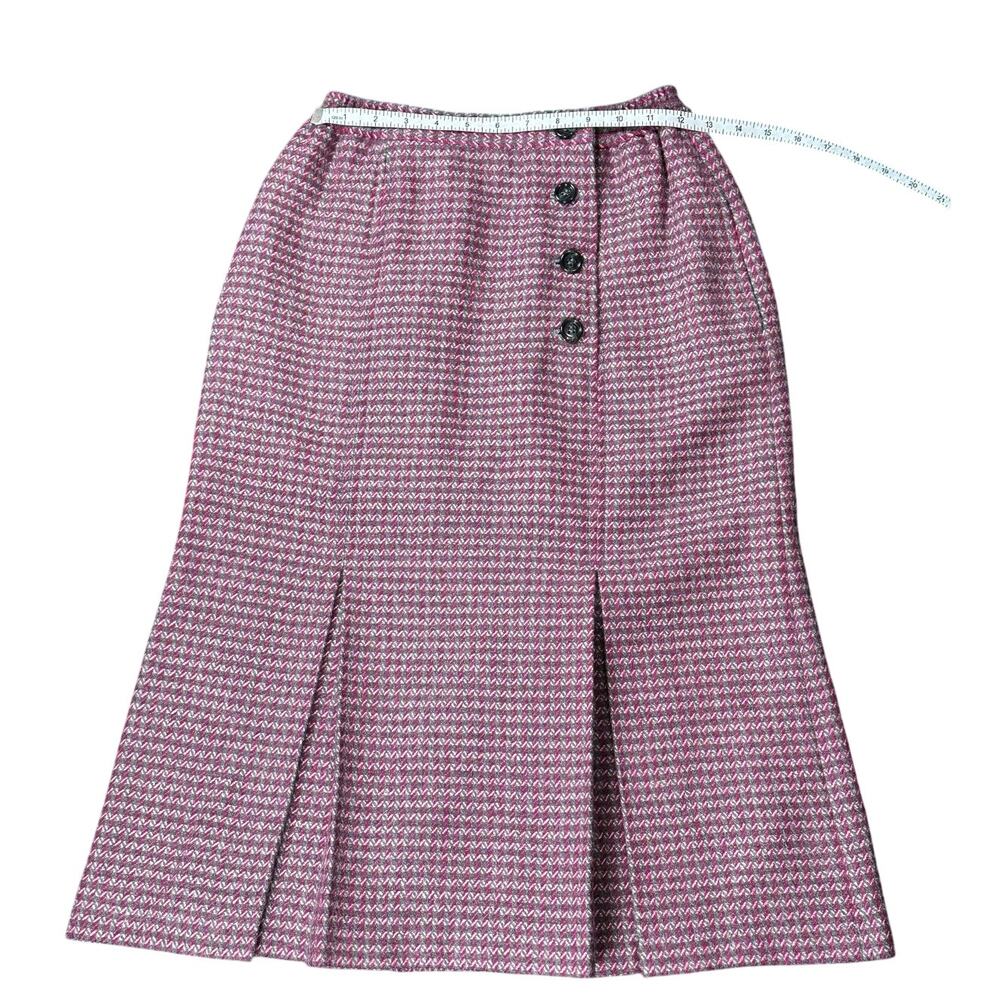 Christian Dior Vintage 1990s Tweed Skirt Burgundy Gray Size M - Picture 6 of 8